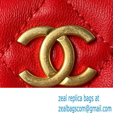 Chanel Shiny Crumpled Lambskin & Gold-Tone Metal Large Hobo Bag AS4287 Red 2023